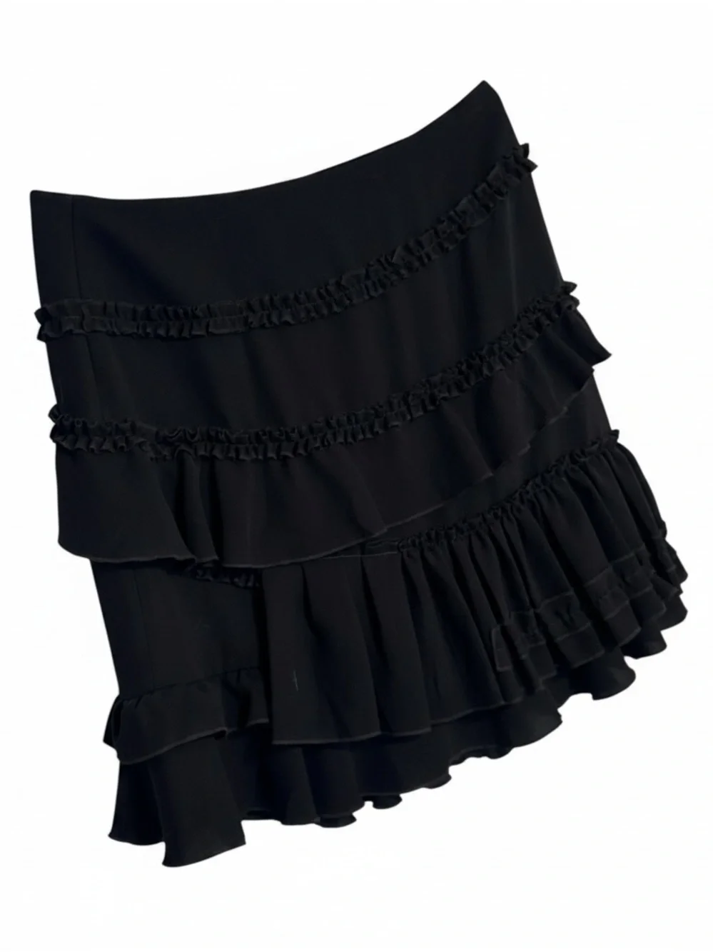INC Black Ruffle Tiered Mini Skirt - Women